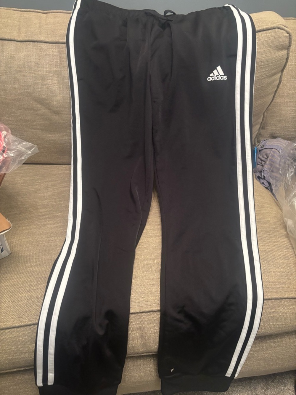 adidas Black Joggers with White Side Stripes NWT Medium